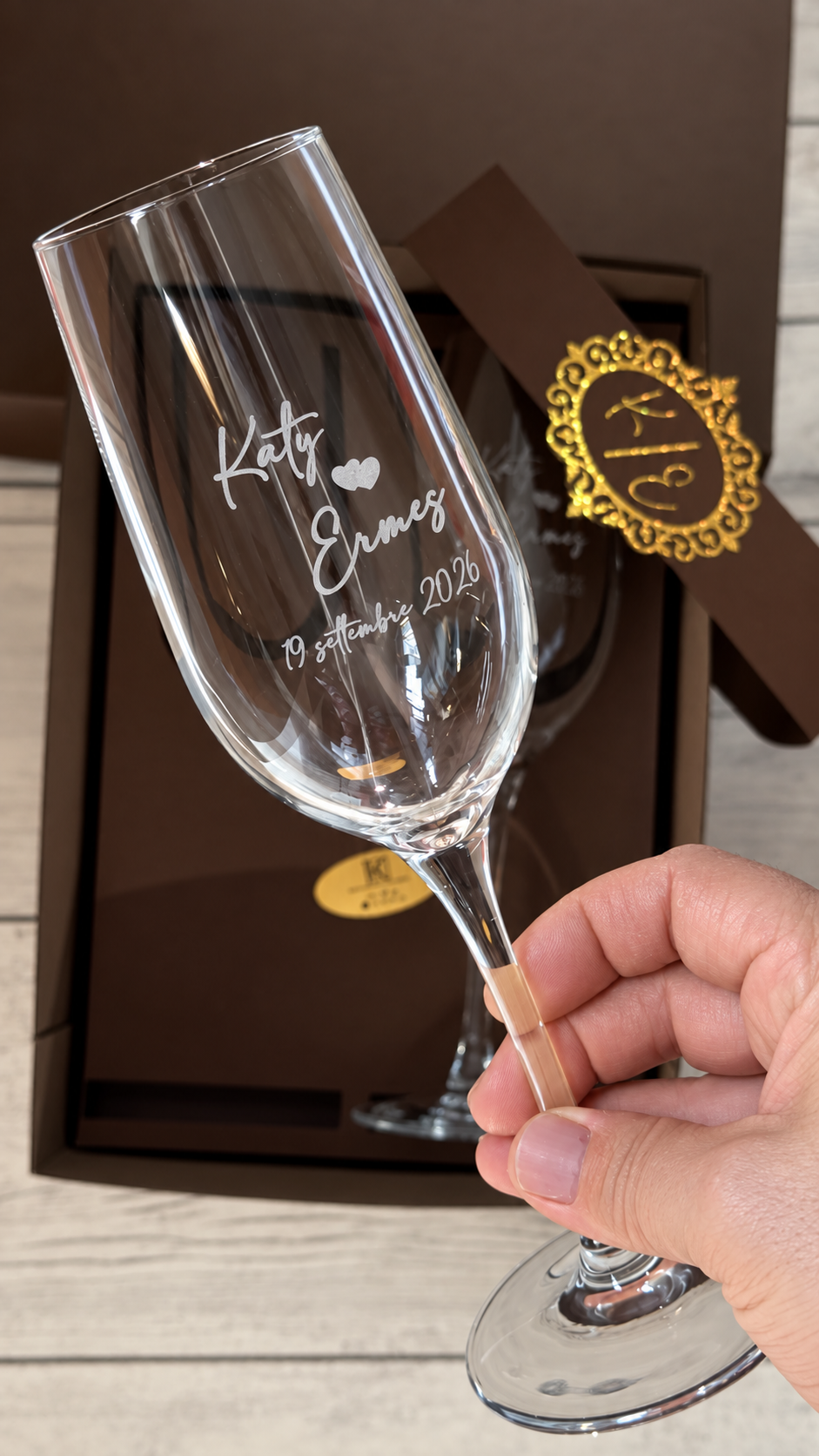 Box regalo con 2 calici incisi personalizzati